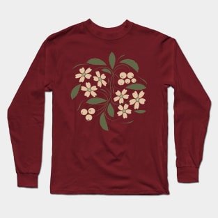 Folk flowers floral art print  Flowers abstract art Long Sleeve T-Shirt